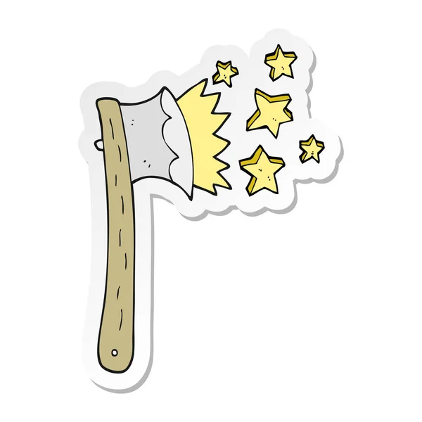 Sticker of a cartoon sharp axe — Stock Vector