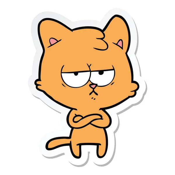 Sticker Van Een Verveeld Cartoon Kat — Stockvector