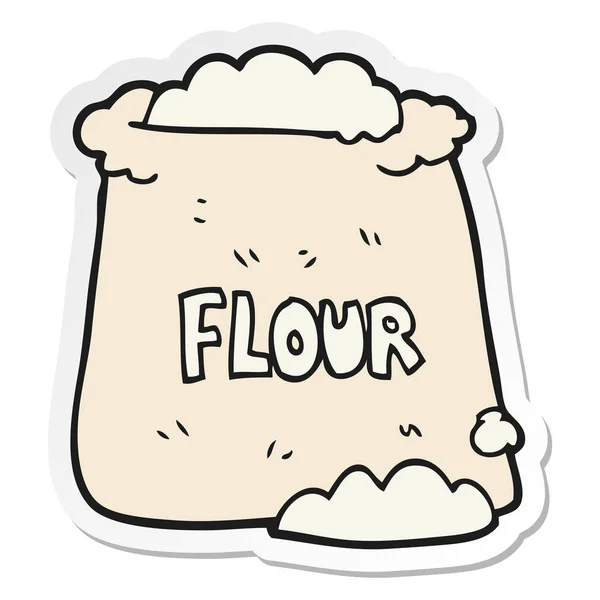 Sticker of a cartoon bag of flour — Stock Vector