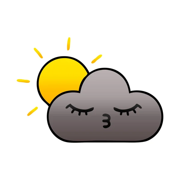 Desenho Animado Sombreado Gradiente Uma Nuvem Tempestade Sol — Vetor de Stock