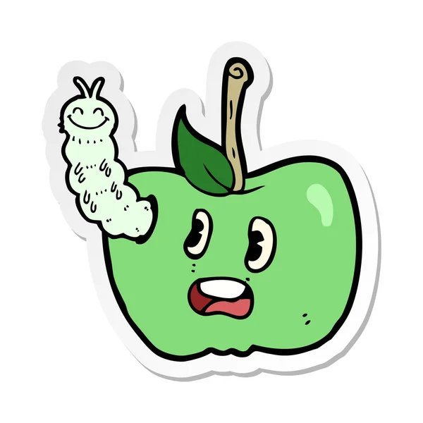 Sticker Cartoon Apple Bug — Stock Vector