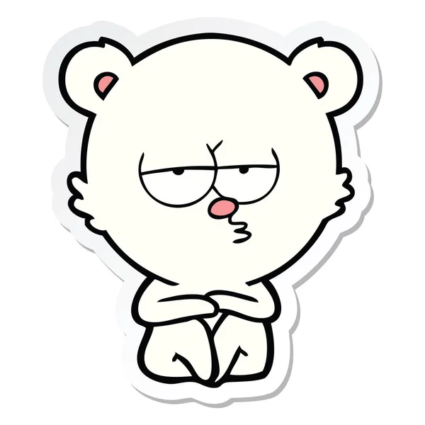 Sticker of a bored polar bear sitting cartoon — Stock Vector