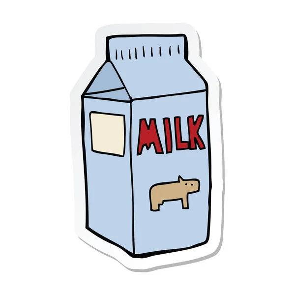 漫画のミルク カートンのステッカー — ストックベクタ