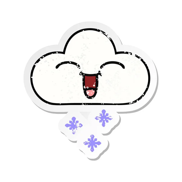 かわいい漫画の雪雲の苦しめられたステッカー — ストックベクタ