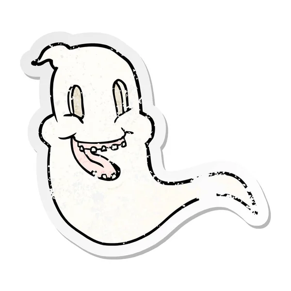 Distressed Sticker Cartoon Spooky Ghost — Stock Vector