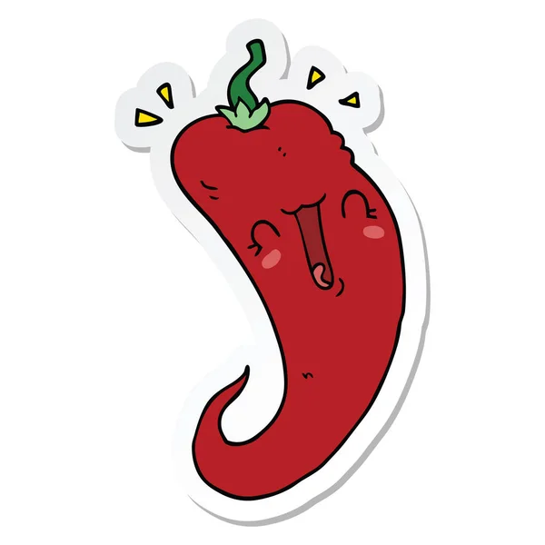 Klistermärke Tecknad Chili Peppar — Stock vektor