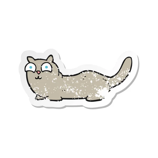 Pegatina Retro Angustiado Gato Dibujos Animados — Archivo Imágenes Vectoriales