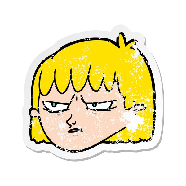 bir çizgi film kızgın kadının sıkıntılı etiket