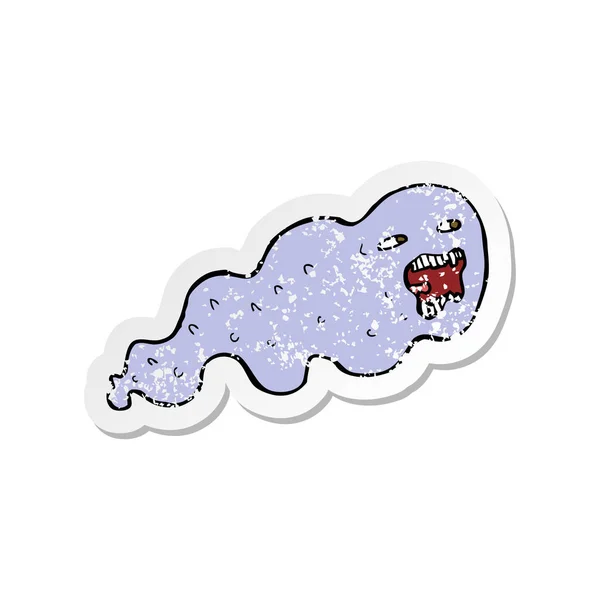 Pegatina retro angustiado de un fantasma de dibujos animados — Vector de stock