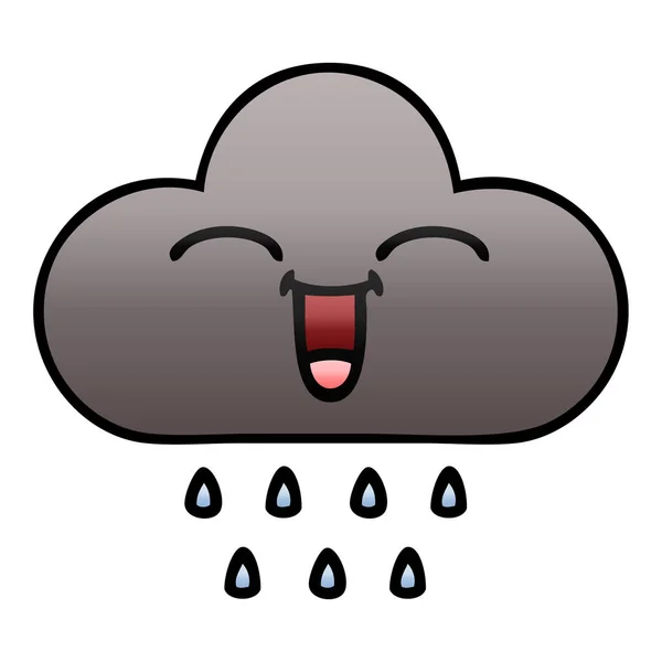 Gradient Shaded Cartoon Storm Rain Cloud — Stock Vector