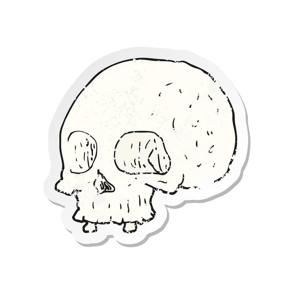 Etiqueta Angustiada Retro Crânio Velho Dos Desenhos Animados — Vetor de Stock