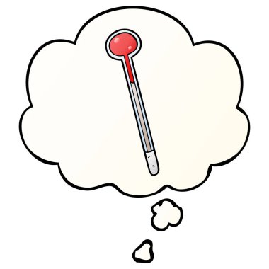 karikatür termometre ve pürüzsüz degrade tarzında düşünce balonu