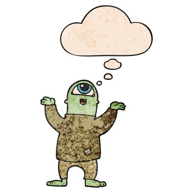 karikatür halloween canavar ve grunge doku p düşünce balonu