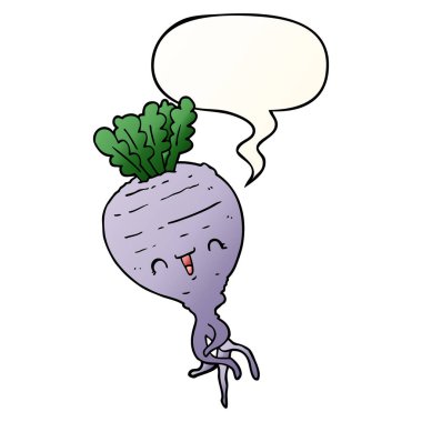 düzgün degrade tarzında karikatür şalgam ve konuşma balonu