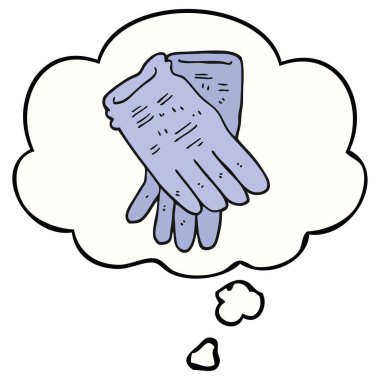 karikatür bahçe iş eldiven ve düşünce balonu