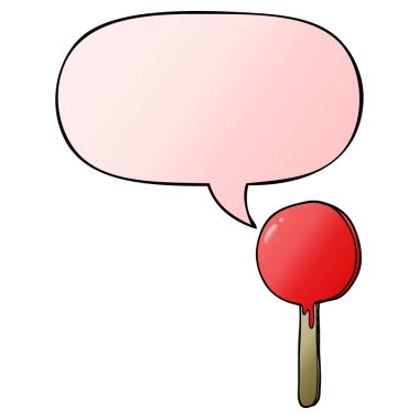 düzgün degrade tarzında karikatür lolipop ve konuşma balonu