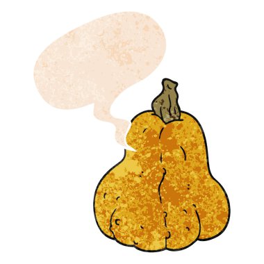 retro dokulu tarzda karikatür kabak ve konuşma balonu