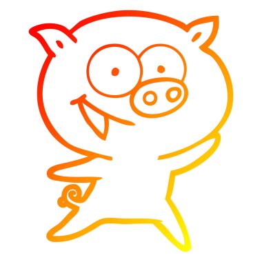 sıcak degrade çizgi çizim neşeli domuz karikatür