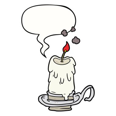 mumluk ve konuşma balonu karikatür eski ürkütücü mum