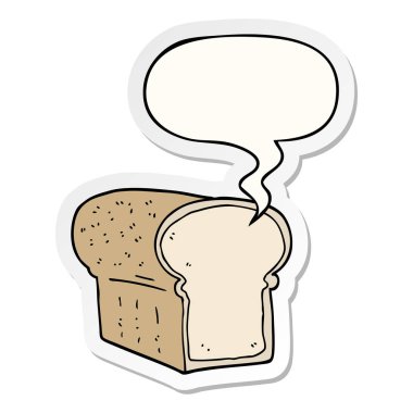 ekmek karikatür somun ve konuşma kabarcık etiket