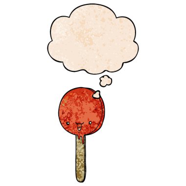 karikatür şeker lolipop ve grunge doku patt düşünce balonu