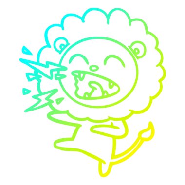 soğuk degrade çizgi çizim karikatür kükreyen aslan