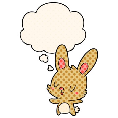 sevimli karikatür tavşan ve çizgi roman tarzında kabarcık düşünce