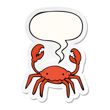 karikatür yengeç ve konuşma kabarcık etiket
