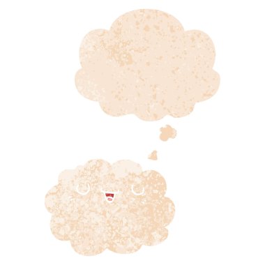 retro dokulu tarzda karikatür bulut ve düşünce balonu