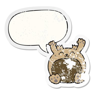 karikatür ayı ve konuşma balonu sıkıntılı etiket