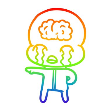 gökkuşağı gradyan çizgi çizim karikatür büyük beyin yabancı ağlama