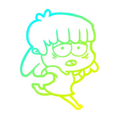 soğuk degrade çizgi çizim karikatür yorgun kadın