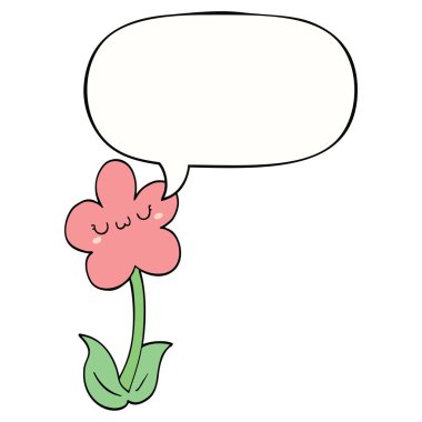 karikatür çiçek ve konuşma balonu