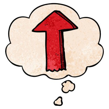 karikatür ok ve grunge doku desen tarzında düşünce balonu