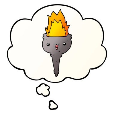 çizgi film yanan kadeh ve pürüzsüz degrade st düşünce balonu