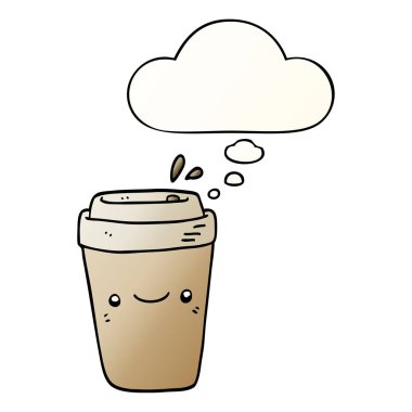 karikatür paket kahve ve pürüzsüz degrade st kabarcık düşünce