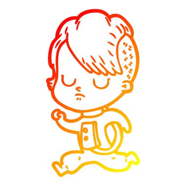 sıcak degrade çizgi çizim karikatür kadın