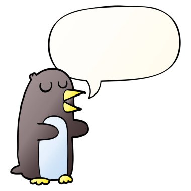 çizgi film penguen ve konuşma balonu pürüzsüz degrade tarzında