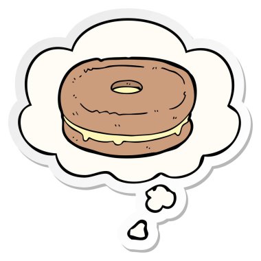 karikatür bisküvi ve baskılı bir etiket olarak kabarcık düşünce