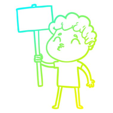 soğuk degrade çizgi çizim karikatür adam somurtma