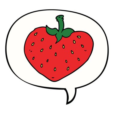 karikatür çilek ve konuşma balonu