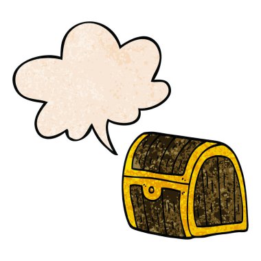 retro doku tarzında karikatür hazine göğüs ve konuşma balonu