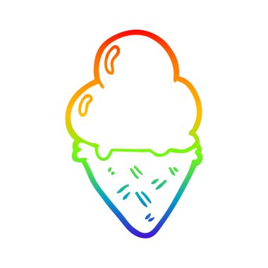 gökkuşağı degrade çizgi çizim karikatür dondurma