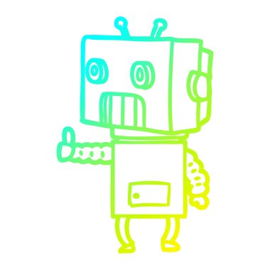 soğuk degrade çizgi çizim karikatür robot