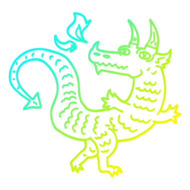 soğuk degrade çizgi çizim karikatür büyülü ejderha