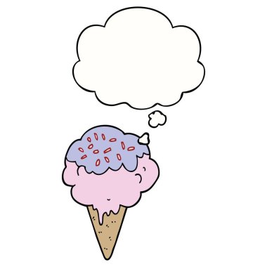 karikatür dondurma ve düşünce balonu