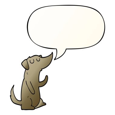 düzgün degrade tarzında karikatür köpek ve konuşma balonu