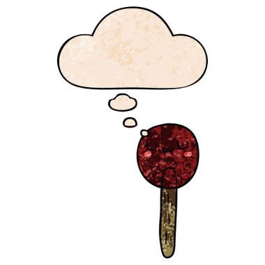 karikatür lolipop ve grunge doku desen st düşünce balonu