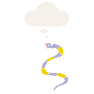 karikatür yılan ve retro tarzında düşünce balonu