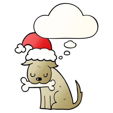 sevimli noel köpek ve pürüzsüz degrade tarzında kabarcık düşünce